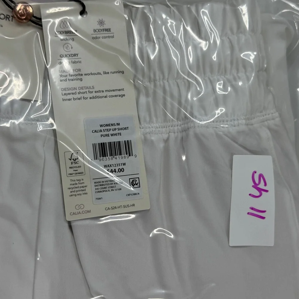 CALIA Step Up Short Womens Medium Pure White High-Rise Athletic Running Shorts - Picture 8 of 10